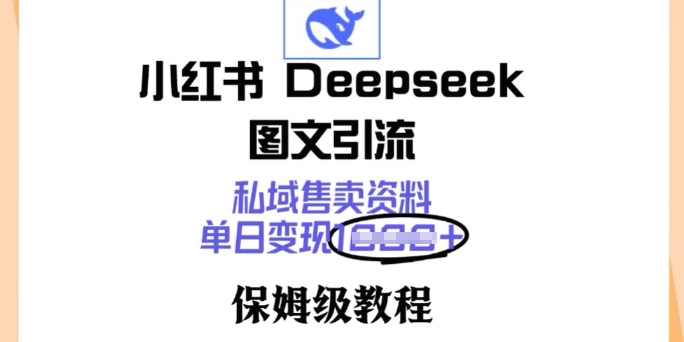 小红书Deepseek图文引流，私域售卖资料，单日变现多张，保姆级教程-读读学社