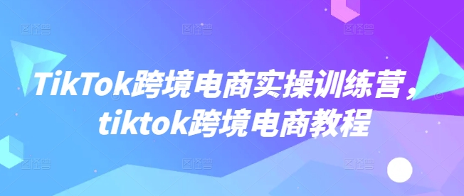 TikTok跨境电商实操训练营，tiktok跨境电商教程-读读学社
