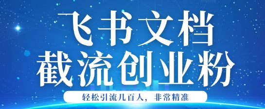 利用飞书文档截流创业粉轻松引流200+-读读学社