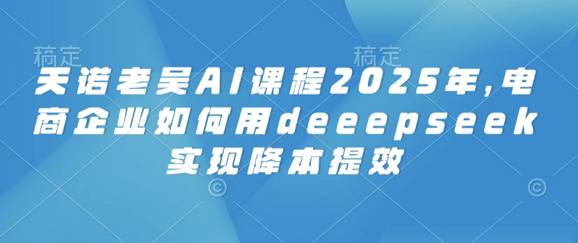 天诺老吴AI课程2025年，电商企业如何用deeepseek实现降本提效-读读学社