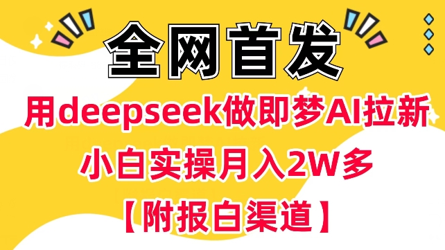用deepseek做即梦Ai拉新 小白实操月入过W+【附报白渠道】-读读学社