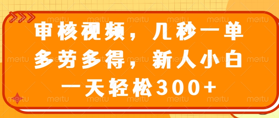 （14294期）审核视频，几秒一单，多劳多得，新人小白一天轻松300+-读读学社