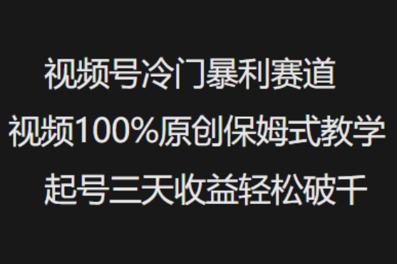 视频号冷门暴利赛道视频100%原创保姆式教学起号三天收益轻松破千-读读学社