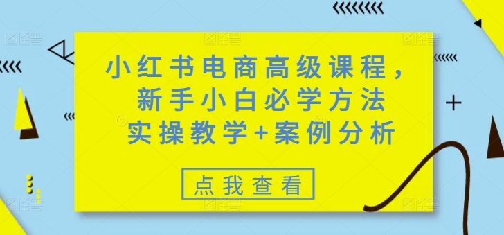小红书电商高级课程，新手小白必学方法，实操教学+案例分析-读读学社